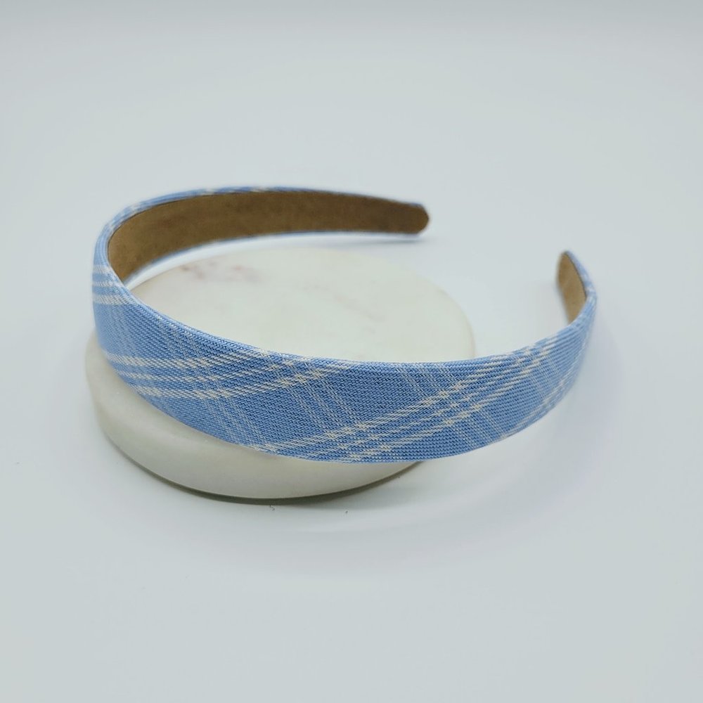 5 for $25 Blue White Check Plaid Pattern Headband